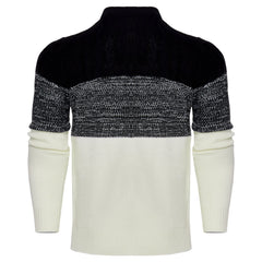 Men's Casual Color Block Long Sleeve Cable Knit Pullover Sweater