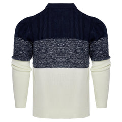 Men's Casual Color Block Long Sleeve Cable Knit Pullover Sweater
