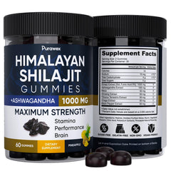 Shilajit Gummies 1000mg - Sugar-Free Pineapple Flavor Immune & Energy Support 60 Vegan Gummies for Men & Women